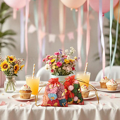ハートプリントオーガンジーバッグ50個  結婚披露宴のクリスマスのお菓子袋のためのジュエリーギフトメッシュポーチ  結婚式の好意バッグ  好意バッグ  ギフトバッグ  長方形  レッド  9x7cm&nbsp;OP-TADJ0001-01F