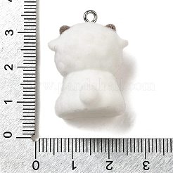 フロッキー樹脂ペンダント  プラチナ鉄ループ付き  羊  28.5x22x19mm  穴：2mm&nbsp;LS-RESI-E059-04F