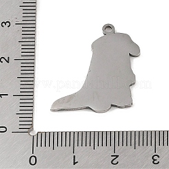 変色しない201ステンレススチールペンダント  銀行ビーバーチャーム  ステンレス鋼色  24.5x24x1.5mm  穴：1mm&nbsp;STAS-C095-38P