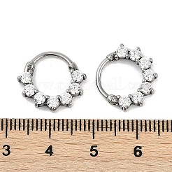 フラットラウンド 316 サージカルステンレススチール クリアキュービックジルコニアフープピアス  フープノーズリング  プラチナ  14.5x3mm&nbsp;EJEW-G416-21P