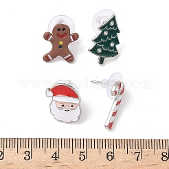 Christmas Theme Alloy Enamel Stud Earrings&nbsp;LS-EJEW-B068-02KCGG-01