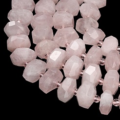 天然石ローズクォーツビーズ連売り  多面カット  ナゲット  シードビーズで  8~10x14~16x13~15mm  穴：1.4mm  約30~31個/連  15.35''（39センチメートル）&nbsp;GG-CBAC18C-A02-02