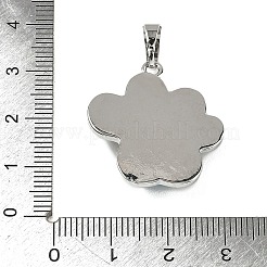 天然石オブシディアンペンダント  真鍮の足跡チャーム  プラチナ  ラックめっき  28x24.5~25x5.5~6mm  穴：8~8.5x4.5~5mm&nbsp;G-B194-02P-07
