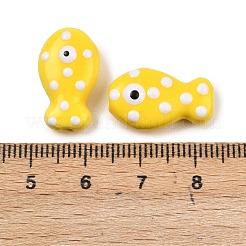 手作りの陶器ビーズ  手描きの陶器ビーズ  魚  ファミーユは磁器バラ  きいろ  19x11~12x7.5~8mm  穴：2mm&nbsp;PORC-B009-03J