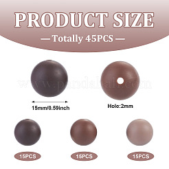 45Pcs 3 Colors Round Silicone Focal Beads&nbsp;SIL-TAD0001-01G