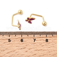 304ステンレススチールスタッドピアス  エナメル  ゴールドカラー  蝶  17.5x7.5x8.5mm&nbsp;EJEW-F396-05B-G