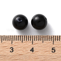 プラスチックパール調ビーズ  ラウンド  ブラック  8x7.5mm  穴：1.2mm&nbsp;FIND-M059-01C-06
