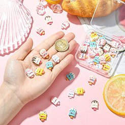 36個6色不透明樹脂カボション  アイスクリームスティック大好き  ミックスカラー  19~19.5x12~14x6~6.5mm  6個/カラー&nbsp;RESI-CJ0004-89