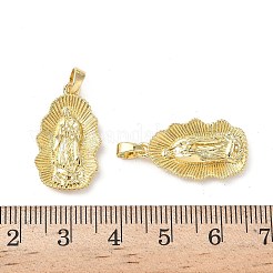 真鍮チャーム  聖母マリアとオーバル  18KGP本金メッキ  23x13.5x3.5mm  穴：4x3mm&nbsp;KK-P334-13G