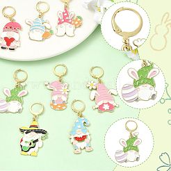 8Pcs Easter Theme Alloy Enamel Pendant Locking Stitch Markers&nbsp;HJEW-FS00101-02
