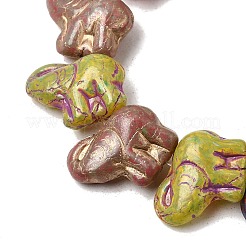 塗装ガラスビーズ連売り  ゴールドライン入り  象  カラフル  13~14x16~16.5x7.5~8mm  穴：1.3mm  約25個/連  11.81''（30センチメートル）&nbsp;GLAA-Z021-11A