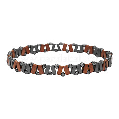 Synthetic Non-magnetic Hematite Beaded Stretch Bracelets for Men&nbsp;WG36233-02