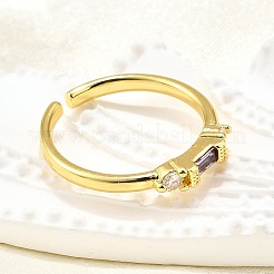 Brass Micro Pave Cubic Zirconia Cuff Rings for Women&nbsp;RJEW-H247-22G