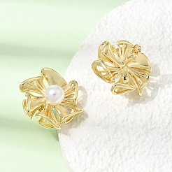 Brass Stud Earrings for Women&nbsp;EJEW-F422-01A-G