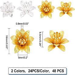 48Pcs 2 Colors 3D Brass Bead Caps&nbsp;KK-FH0002-42