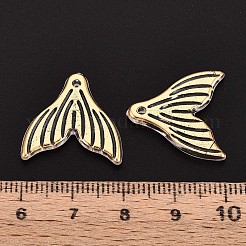 透明な腹筋プラスチック ビーズ  魚尾  ゴールドライン入り  半分メッキ  透明  19.5~20x20x2.5~3mm  穴：1.5mm  約1041個/500g&nbsp;TACR-T028-79A