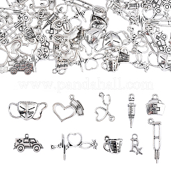 100pcs10スタイルチベットスタイルアロイペンダント  カドミウムフリー＆ニッケルフリー＆鉛フリー  医療用品スタイル  アンティークシルバー  15x30.5x8mm  穴：3mm  10個/スタイル&nbsp;TIBEP-CJ0001-44