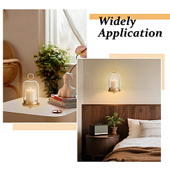 Iron with Glass Shade Candle Holders&nbsp;AJEW-WH0609-968