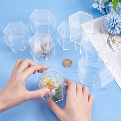 帽子カバー付き六角プラスチック収納ボックス  食品用  小物収納  透明  5.85x6.8x5.5cm&nbsp;CON-WH0084-81