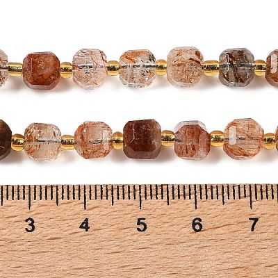 天然ブラックゴールドルチルクォーツビーズ連売り ファセットテーブル