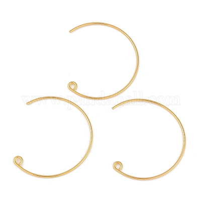 真鍮のピアスフック  C形  ライトゴールド  31x26x0.9mm  穴：1.9mm&nbsp;KK-C069-01KCG-1