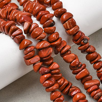 天然石レッドジャスパービーズ連売り ナゲット 8~17.5x7~14x2~5mm 穴