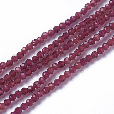 ガラスビーズ連売り  多面カット  ラウンド  サクランボ色  3~3.5x2.5~3mm  穴：0.3mm  約114~125個/連  14インチ（35.5cm）&nbsp;G-F596-47F-3mm-1