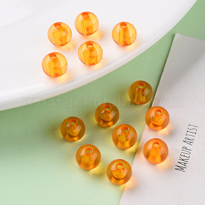 透明なアクリルビーズ  ラウンド  オレンジ  8x7mm  穴：2mm  約1745個/500g&nbsp;MACR-S370-A8mm-724-1