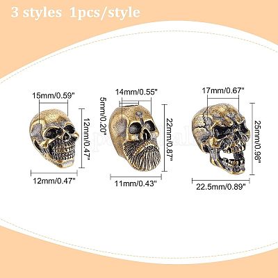 Wholesale FINGERINSPIRE 3 Styles Skull Knife Lanyard Bead