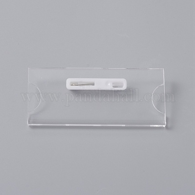 Transparent Acrylic Rectangle ID Card Sleeves Brooch Finding&nbsp;FIND-WH0108-54-1