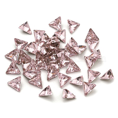 ガラスラインストーンカボション  バックメッキ  三角形  ライトアメジスト  6x7x3mm&nbsp;FIND-C039-07D-1