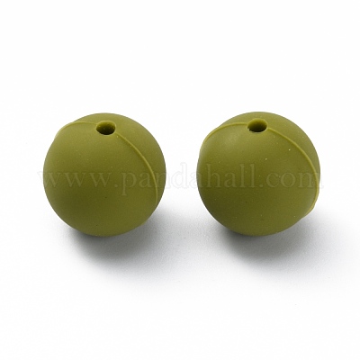 シリコンビーズ  ラウンド  オリーブ  14.5~15mm  穴：2.2mm&nbsp;SIL-WH0012-001F-1