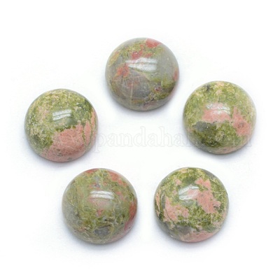 Natural Unakite Cabochons&nbsp;G-P393-R31-10mm-1