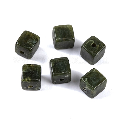 アクリルビーズ  イミテーション翡翠  キューブ  ミックスカラー  9x8x8mm  穴：2mm  833個/ 500g&nbsp;OACR-H120-01-1