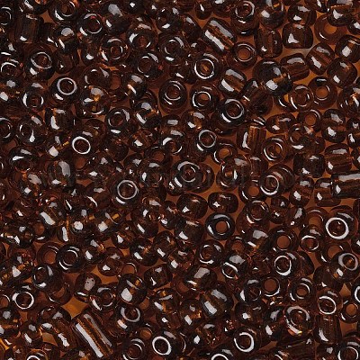 ガラスシードビーズ  トランスペアレント  ラウンド  ブラウン  6/0  4mm  穴：1.5mm  約300粒/30g&nbsp;X2-SEED-A004-4mm-13-1