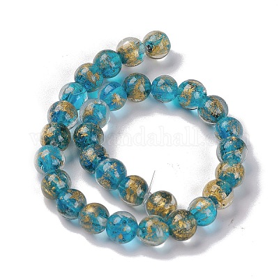 Handmade Gold Sand Lampwork Beads Strands&nbsp;LAMP-C010-01E-1
