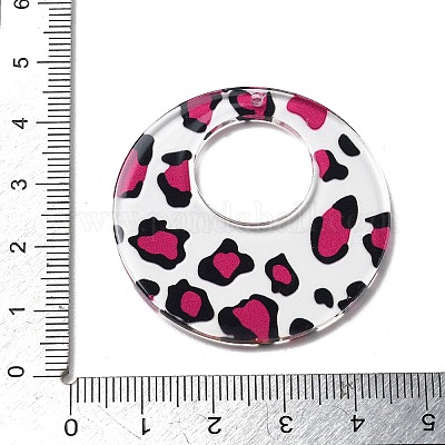 アクリルパーツ  フラットラウンド  ヒョウ  カラフル  40.5x2.5mm  穴：1.6mm&nbsp;OACR-I016-09C-1