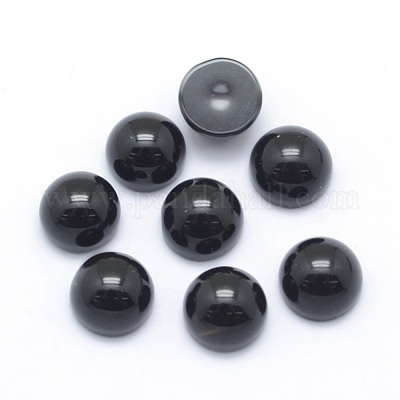 天然染色＆加熱黒瑪瑙カボション  半円  6x3~3.5mm&nbsp;G-P393-R02-6mm-1
