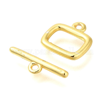 真鍮製マンテル  長方形  ゴールドカラー  矩形：10.5x10.5x1.5mm  穴：1.2mm  バー：4x15mm  穴：1.2mm&nbsp;KK-B121-05G-1