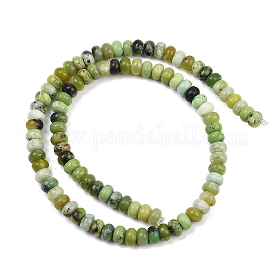 天然石蛇紋岩ビーズ連売り ロンデル 6.5x4.5mm 穴：0.9mm 約86個/連