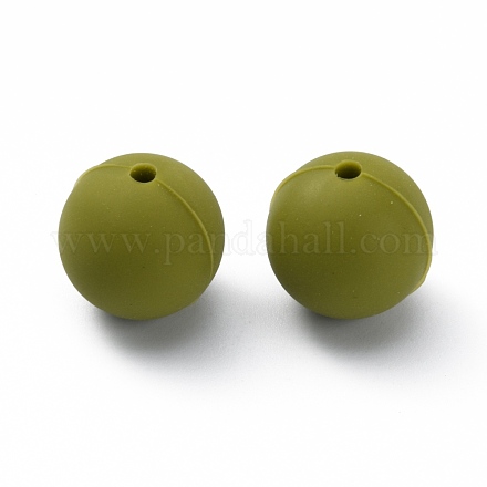 シリコンビーズ  ラウンド  オリーブ  14.5~15mm  穴：2.2mm&nbsp;SIL-WH0012-001F-1