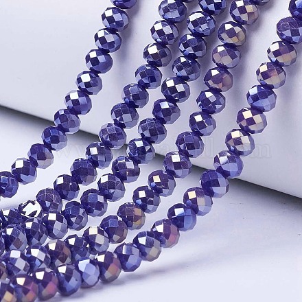 Electroplate Glass Beads Strands EGLA-A034-P4mm-B07-1