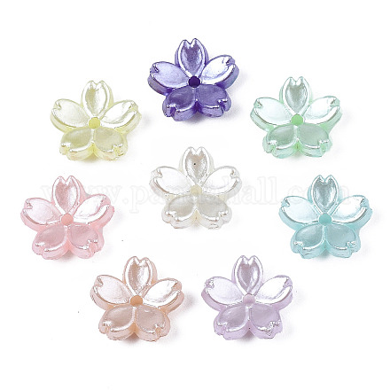アクリルパール調ビーズ さくらの花 ミックスカラー 11x11.5x4mm 穴