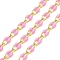 Ion Plating(IP) Brass Chains, Cable Chains with Enamel, Real 18K Gold Plated, Soldered, with Spool, Flat Oval, Pearl Pink, 8.5x4x1.5mm, about 32.81 Feet(10m)/Roll