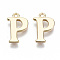 Brass Charms, Nickel Free, Letter, Real 18K Gold Plated, Letter.P, P: 14x9x1mm, Hole: 1.2mm