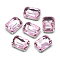 Sew on Rhinestone, Multi-strand Links, Glass Rhinestone, with Brass Prong Settings, Garments Accessoriess, Faceted, Octagon, Platinum, Pearl Pink, 18x13x7mm, Hole: 0.8~1mm