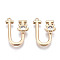 Brass Pendants, with Rhinestones, Cadmium Free & Nickel Free & Lead Free, Alphabet, Golden, Letter.U, 18x12x2.5mm, Hole: 1mm