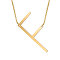 201 Stainless Steel Initial Pendants Necklaces, with Cable Chains, Letter, Letter.F, 17.3~18.3 inch(44~46.5cm)x1.5mm, LetterF: 37.5x17.5x1mm