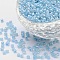 8/0 Glass Seed Beads, Ceylon, Round, Round Hole, Pale Turquoise, 8/0, 3mm, Hole: 1mm, about 1111pcs/50g, 50g/bag, 18bags/2pounds