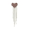 Brass Rhinestone Pendants, Cadmium Free & Lead Free, Heart Tassel, Rosy Brown, 78x18.5x2mm, Hole: 1.6mm